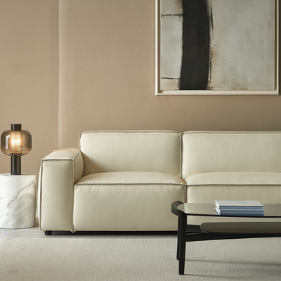 Kendall Italian Top Grain Leather Sofa-Beige