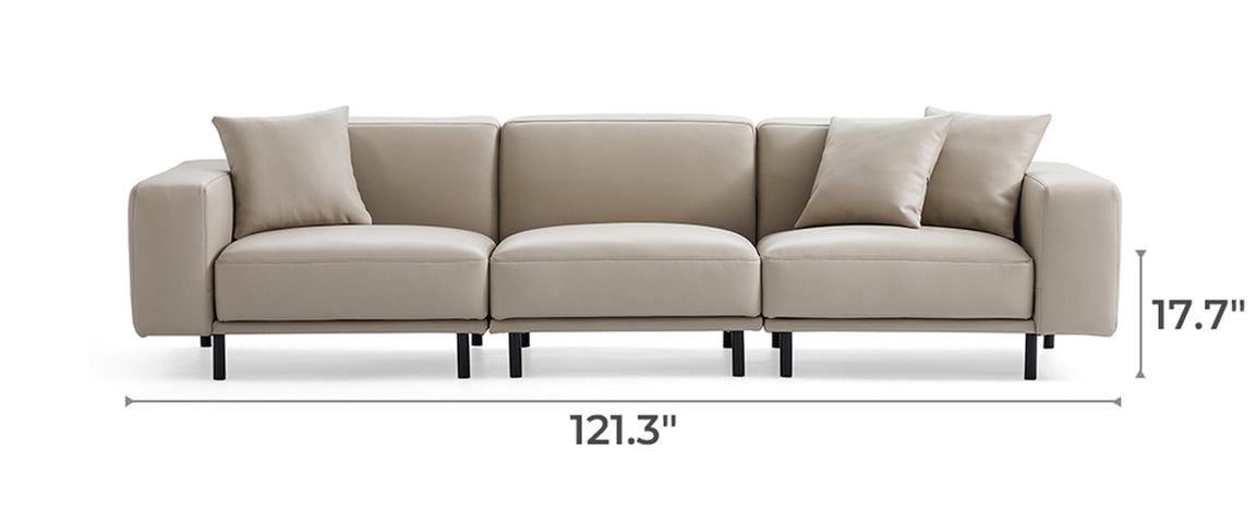 Noble Black Leather Sofa with Ottoman