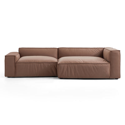 Luxury Minimalist Brown Fabric Sectional Set-Brown-106.2"-Facing Right