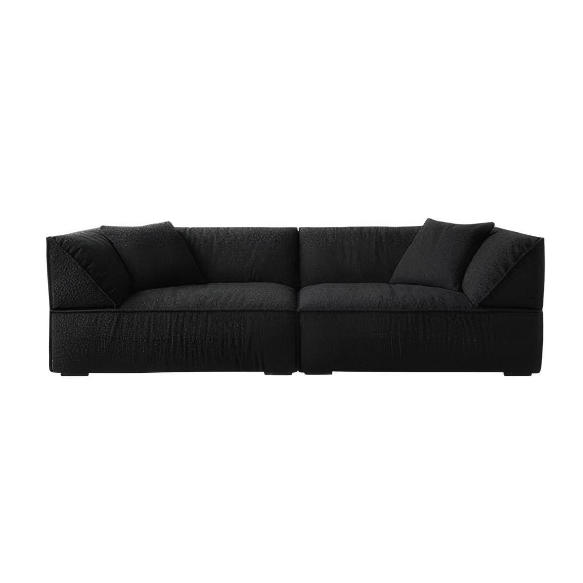 Brioche Soft Boucle Sofa-Black-94.4"