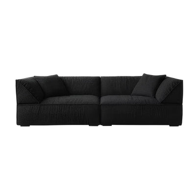 Brioche Soft Boucle Sofa-Black-94.4"