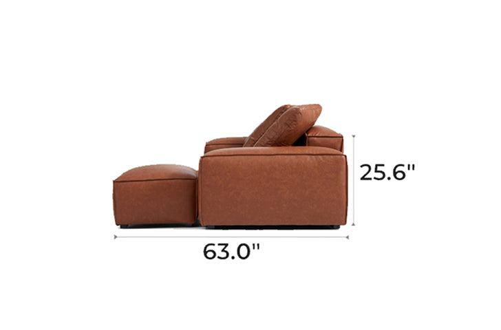 Garvon Vintage Reddish Brown Leathaire Sofa and Ottoman