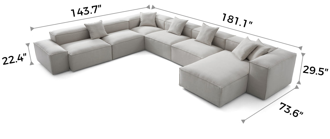 Freedom Modular Gray U-Shaped Sectional Sofa