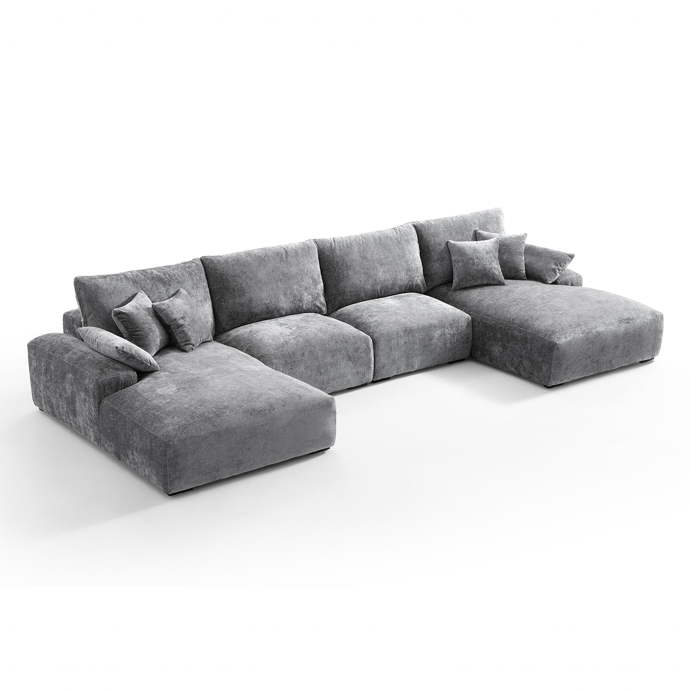 The Empress Navy Blue U Shaped Sectional-Gray-161.4"