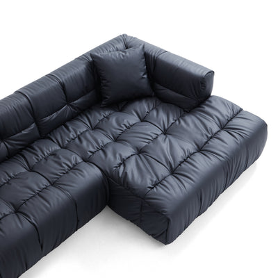 Boba Black Leathaire Sectional-Black