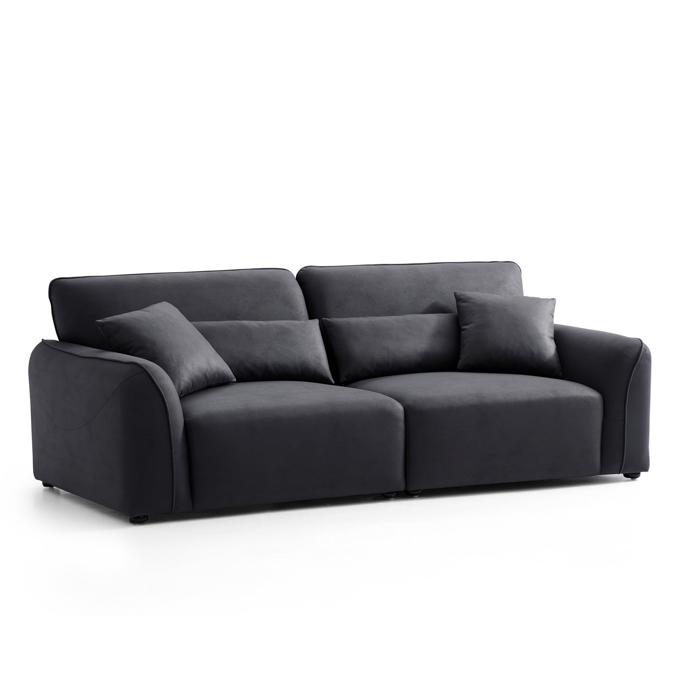 Milano Moda Minimalist Black Sofa-Black-90.6"