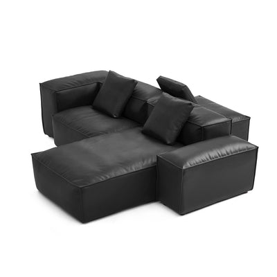 Flex Modular Black Genuine Leather Double Sided Sectional-Black-105.5"-Low & High