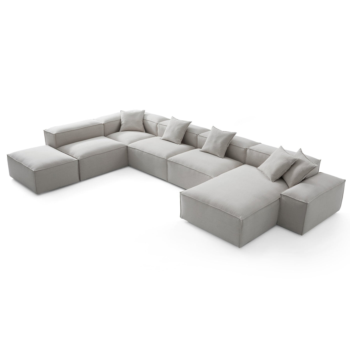 Freedom Modular Khaki Open End Sectional Sofa-Gray-181.1"-Low