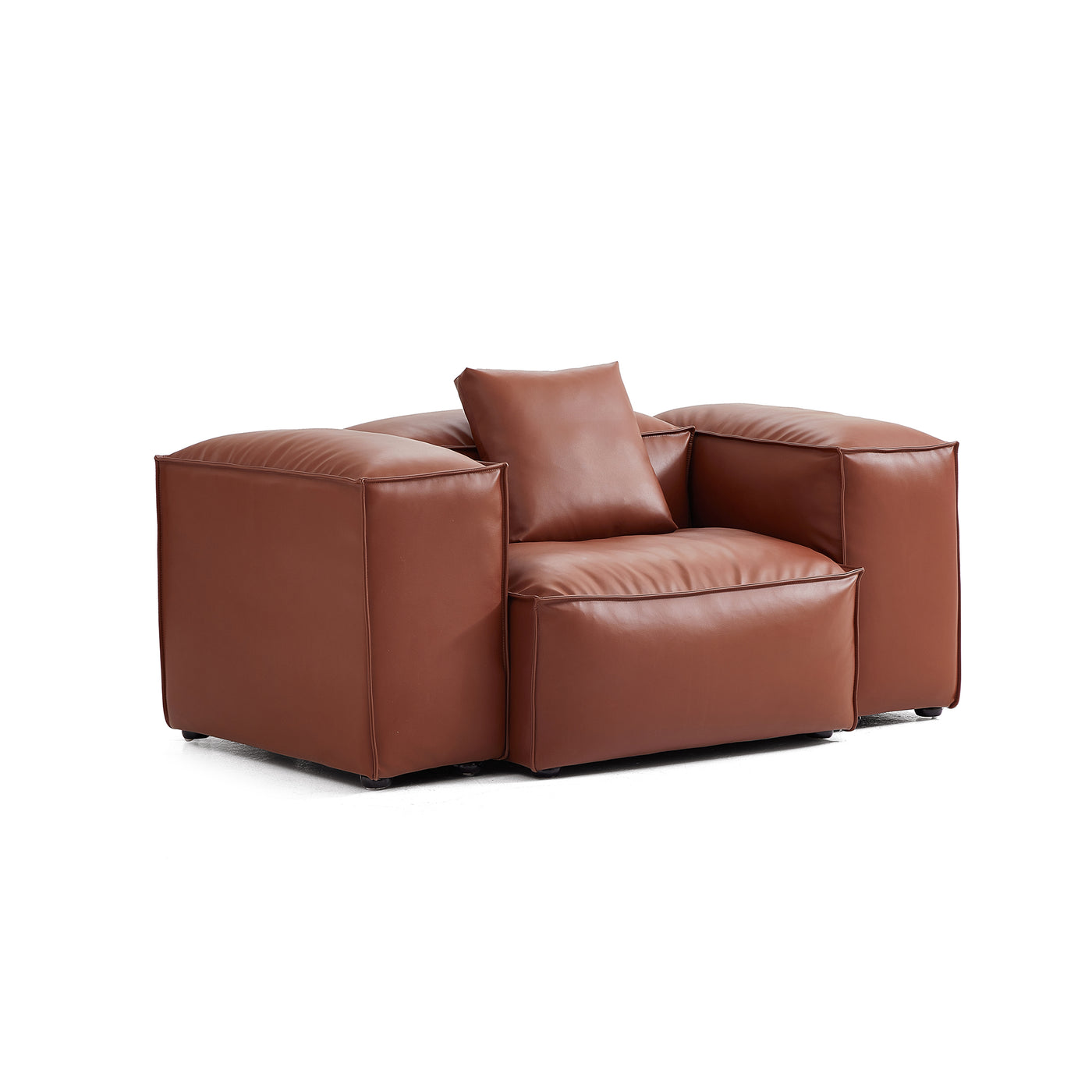 Flex Modular Black Genuine Leather Armchair-Brown-68.1"-High