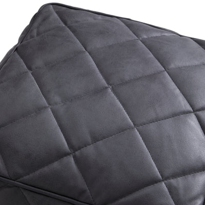 Brody Brown Leathaire Square Pouf-Dark Gray