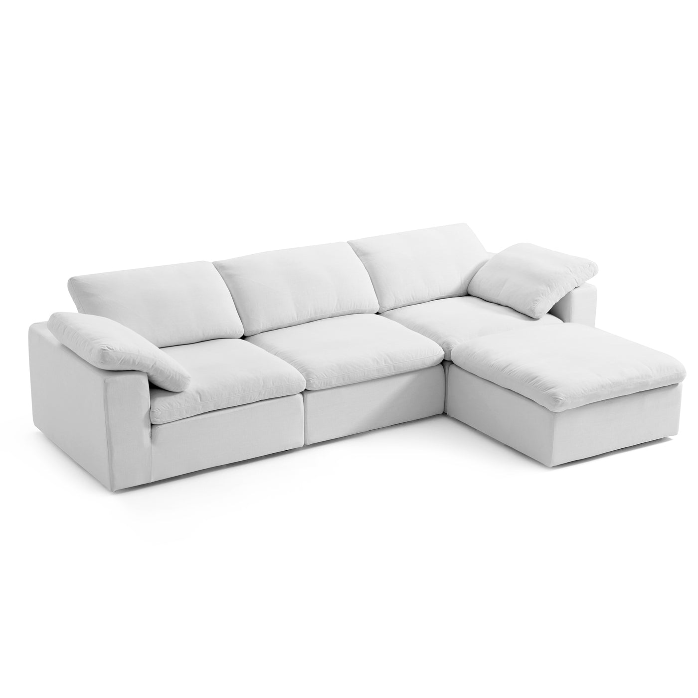 Tender Wabi Sabi White Sofa and Ottoman-White-128.0"