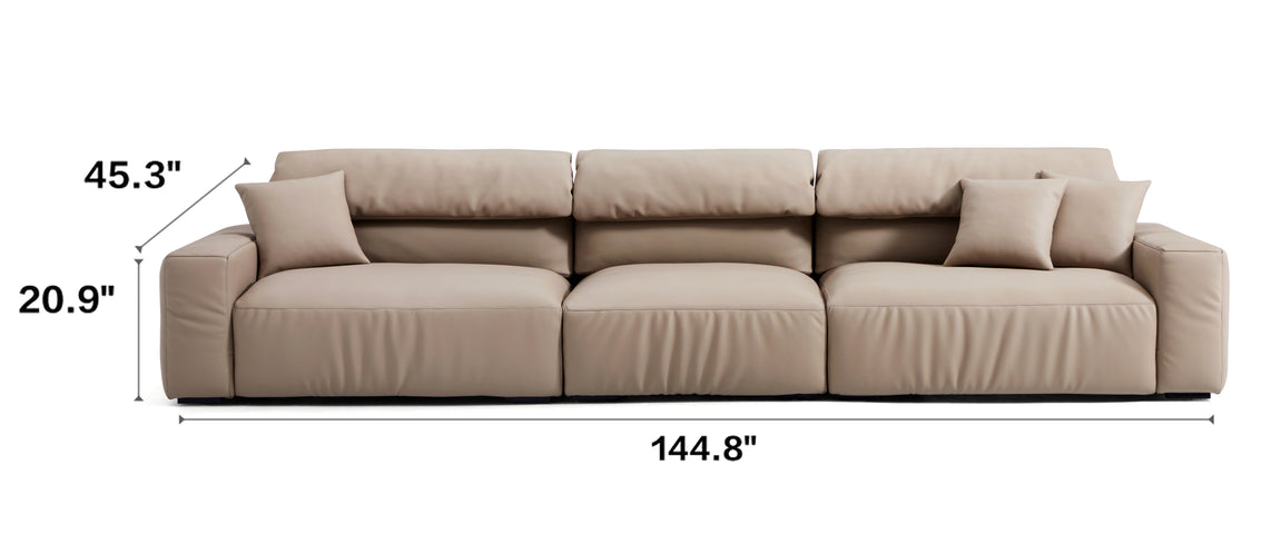 Chestnut Khaki Leather Sofa