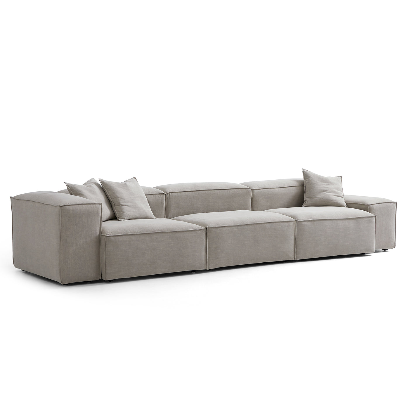 Freedom Modular New Gray Sofa-Sand-143.7"-Low & High