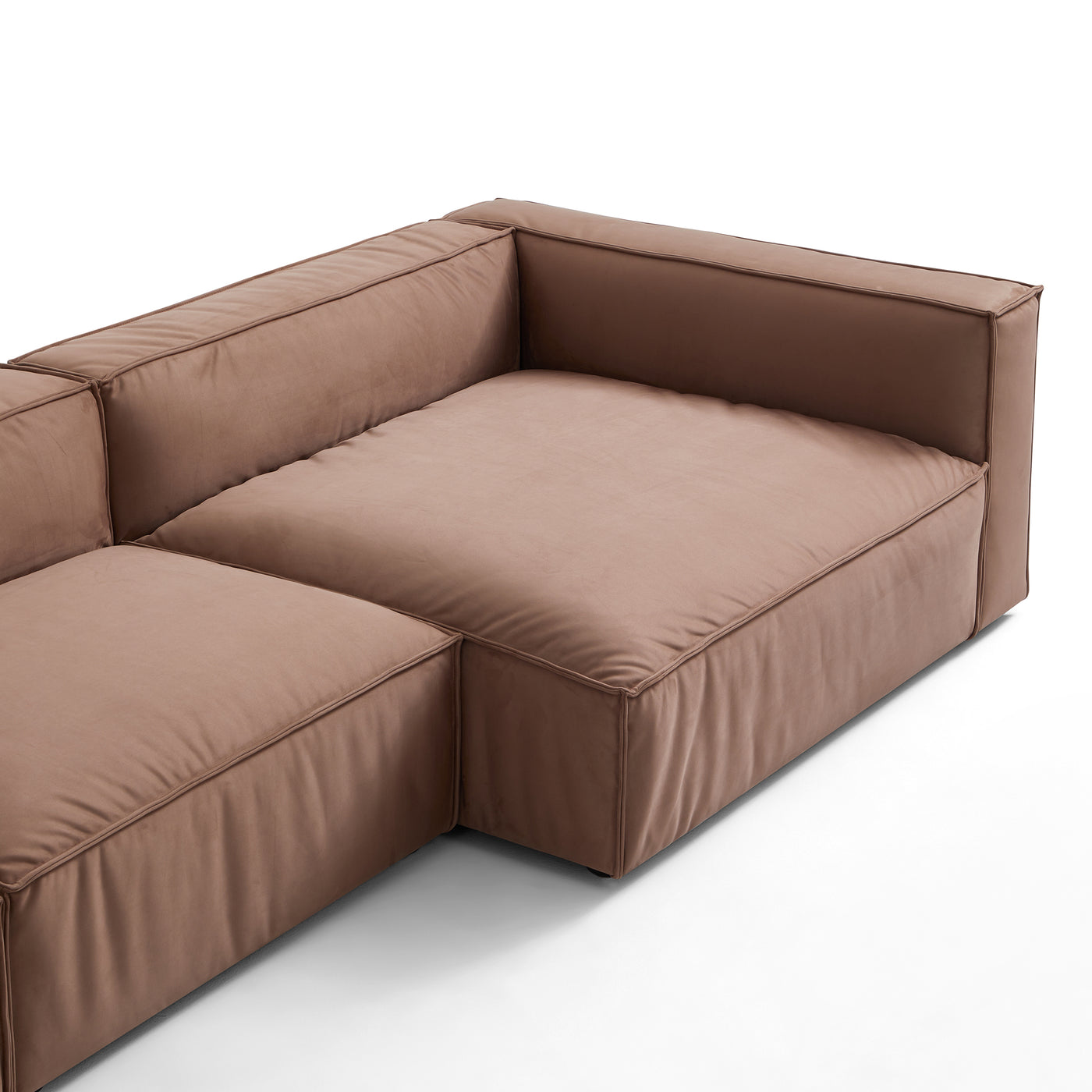 Luxury Minimalist Brown Fabric Sectional Set-Brown