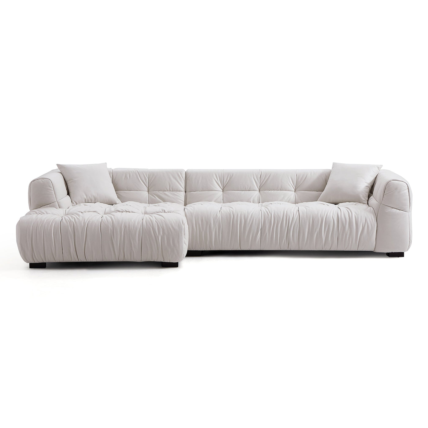 Boba Cream Leathaire Sectional Set-White-118.1″-Facing Left