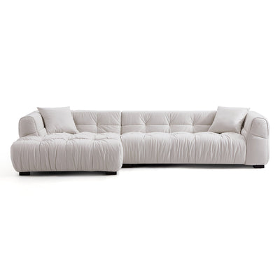 Boba Cream Leathaire Sectional Sofa-White-118.1″-Facing Left