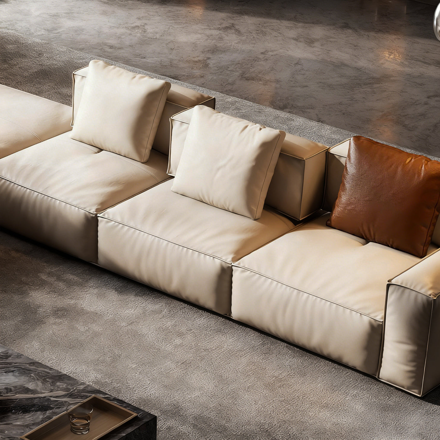 Sugar Cube Leather Sectional