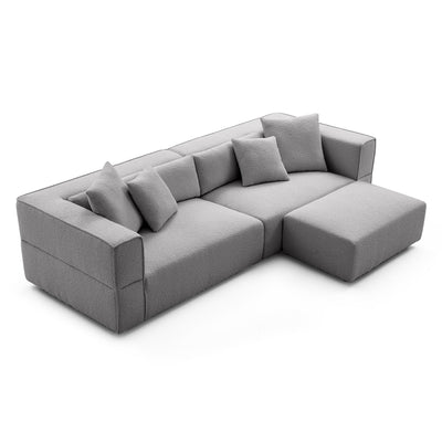 Nordic Modern Creamy Sofa with Ottoman-Gray