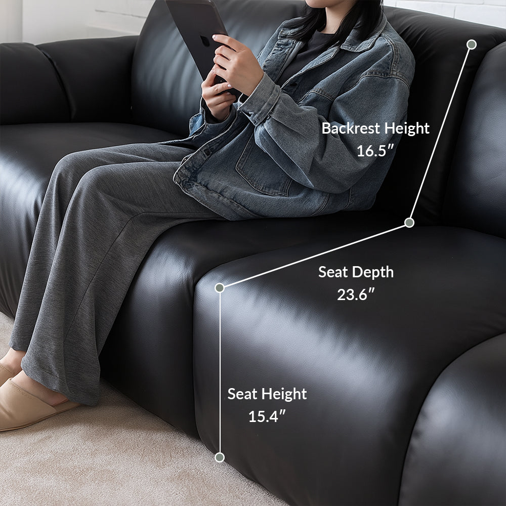 Rex Leather Sofa-Black