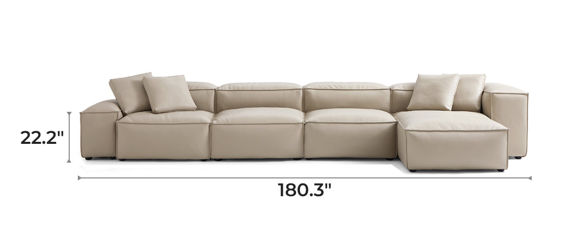 Flex Modular Beige Genuine Leather Sectional