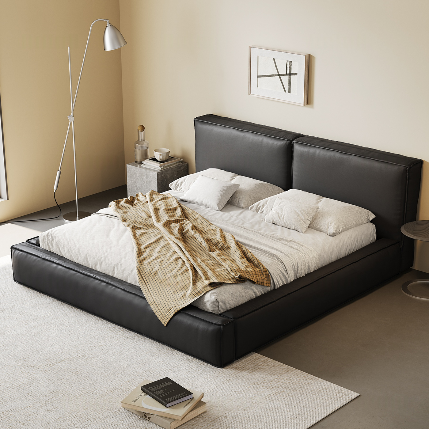 BlockSense Modern Leather Bed