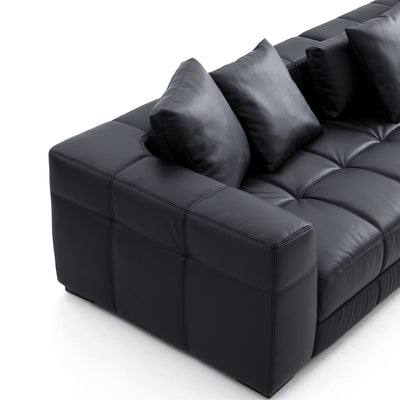 Blazer Black Leather Sofa-Black