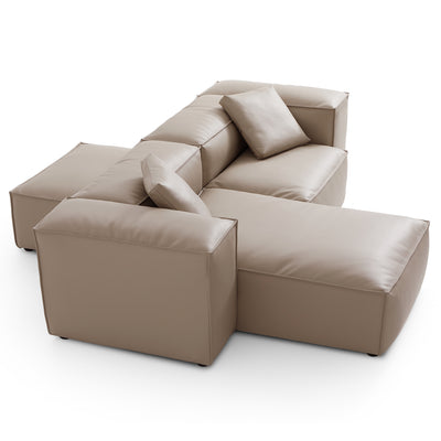 Flex Modular Khaki Genuine Leather Double Sided Sectional-Khaki-105.5"-High