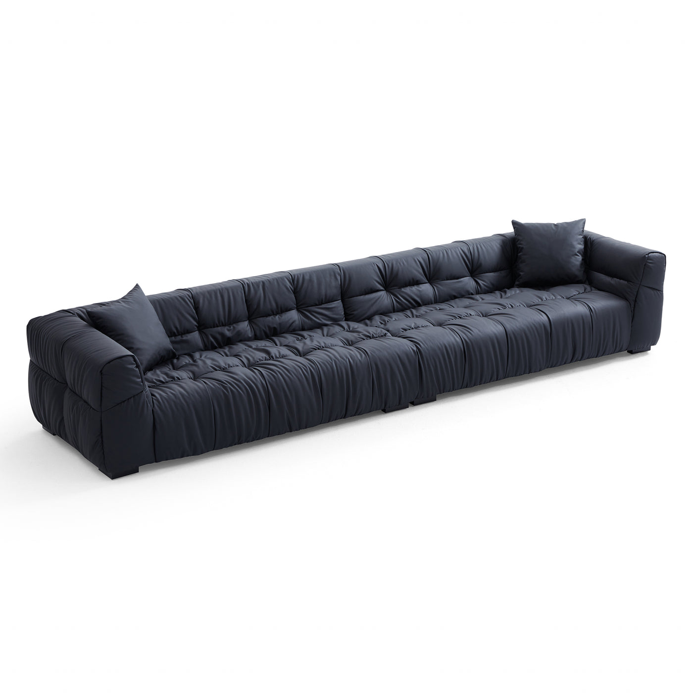 Boba Black Leathaire Sofa-Black-141.7″
