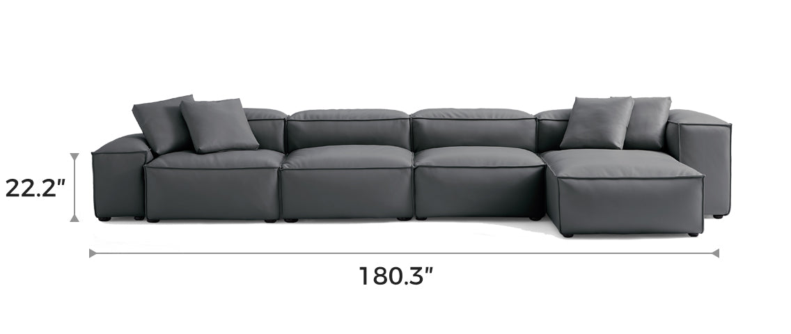 Flex Modular Dark Gray Genuine Leather Sectional