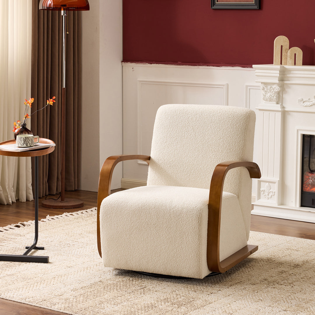 Savile White Boucle Swivel Armchair