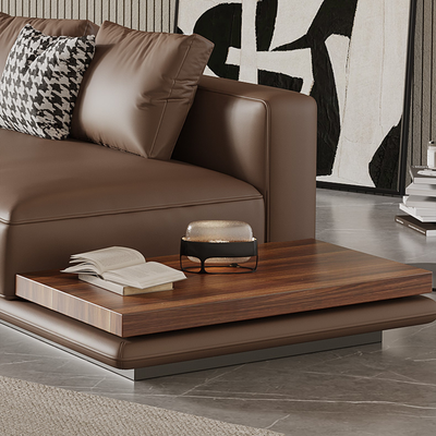 Merritt Leather Curved Sectional Sofa with End Table