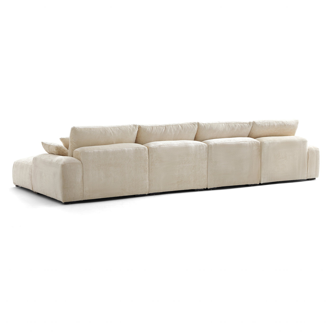 The Empress Navy Blue U Shaped Sectional-Beige-161.4"