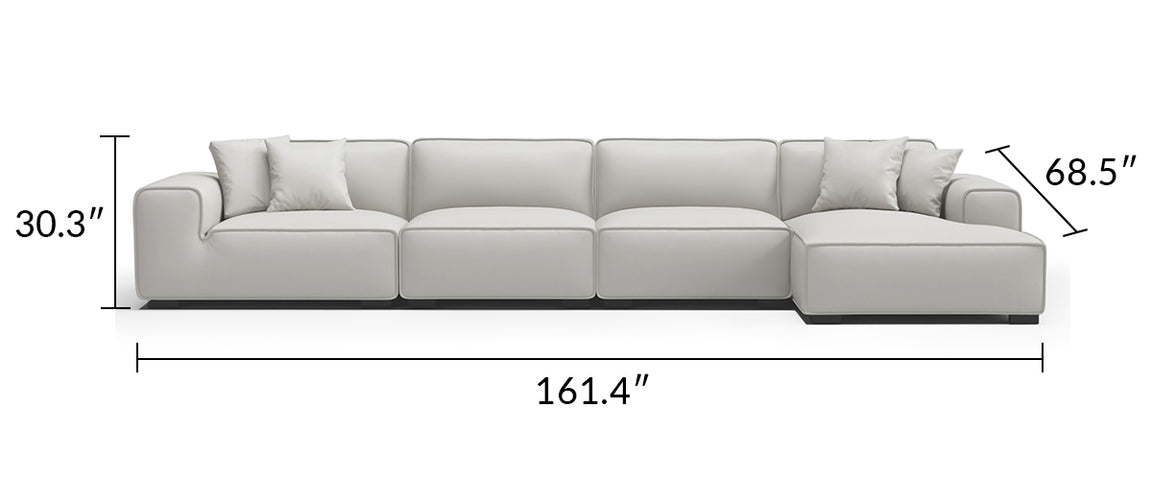 Domus Modular Black Leather Sectional Sofa