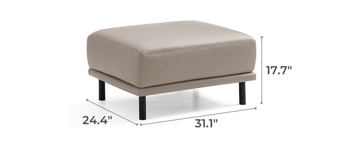 Noble Black Leather Sofa with Ottoman