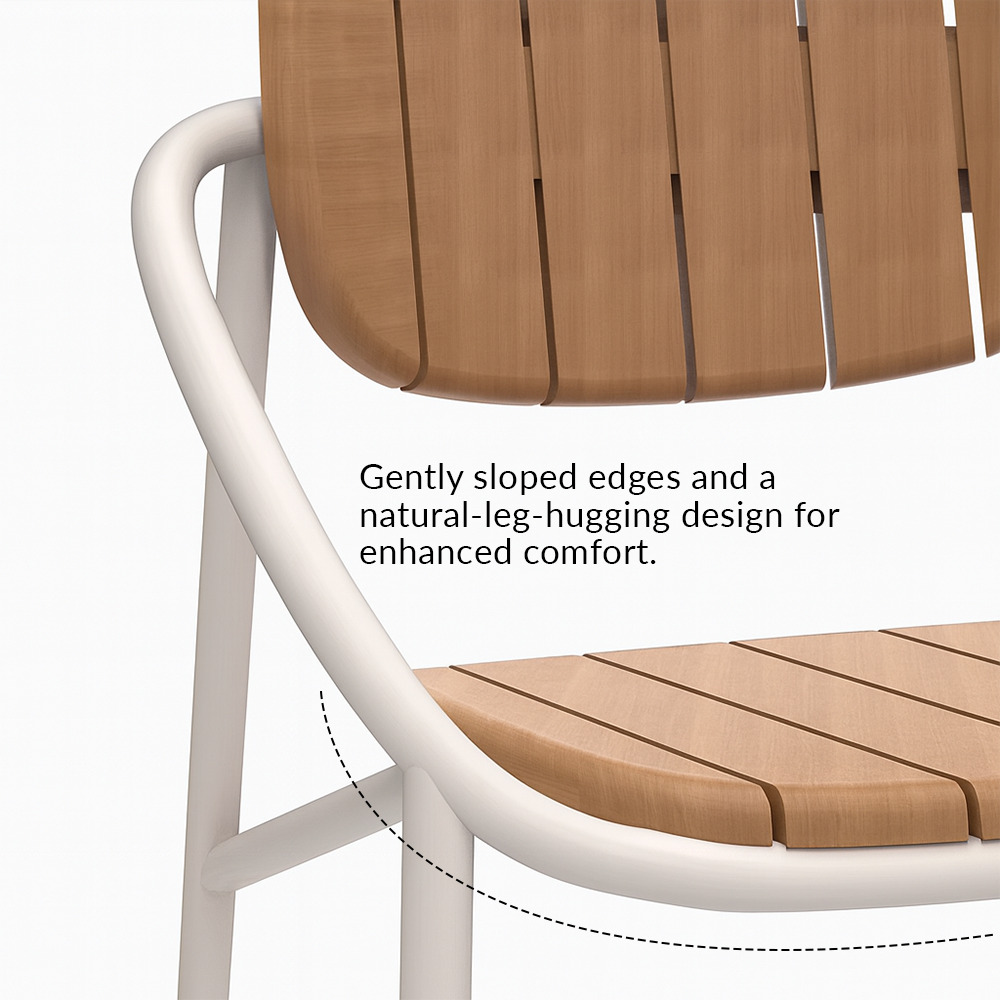 Chloe Outdoor 4 Person Patio Dining Set with Round Teak Top Table-White