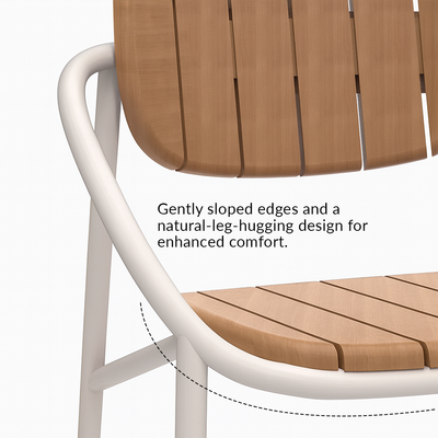 Chloe Outdoor 4 Person Patio Dining Set with Round Teak Top Table-White