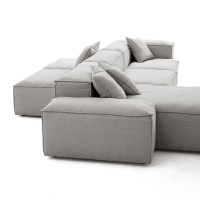 Freedom Modular Gray Double Sided Sectional Sofa-Gray-143.7″-Low & High