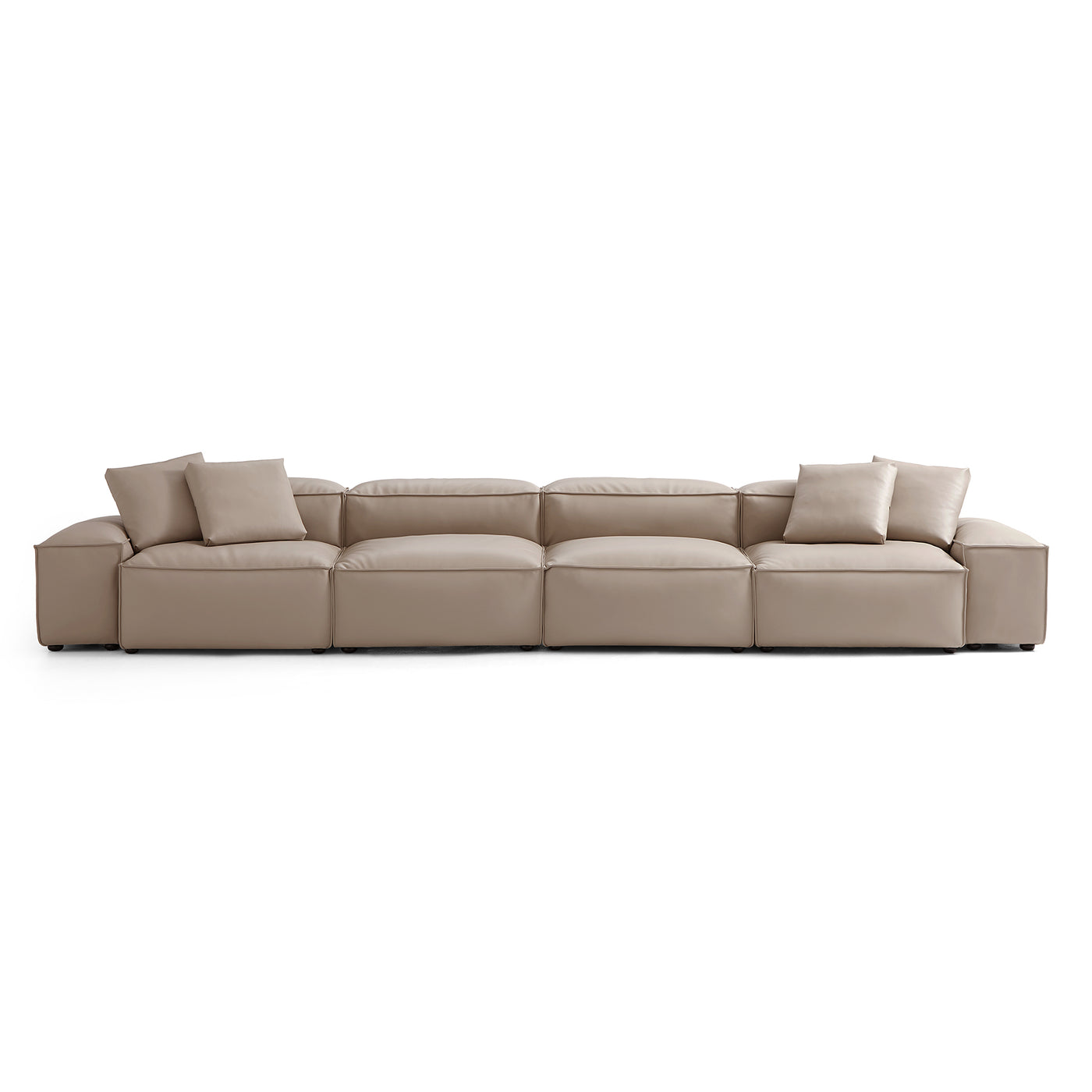 Flex Modular Khaki Genuine Leather Sofa-Khaki-180.3"-Low