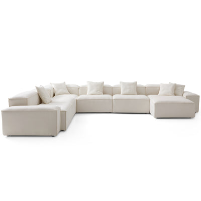 Freedom Modular Beige U Shaped Sectional Sofa-Beige-181.1"-Low