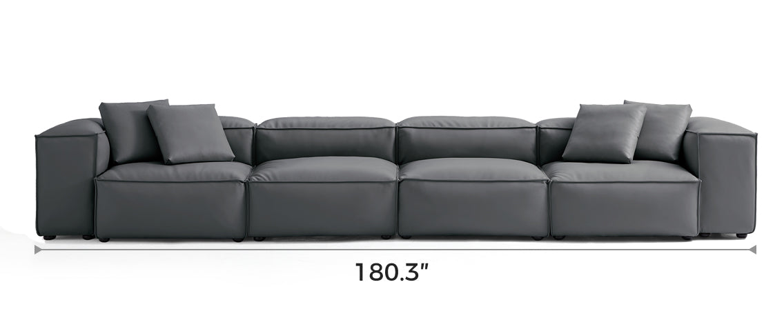 Flex Modular Dark Gray Genuine Leather Sofa