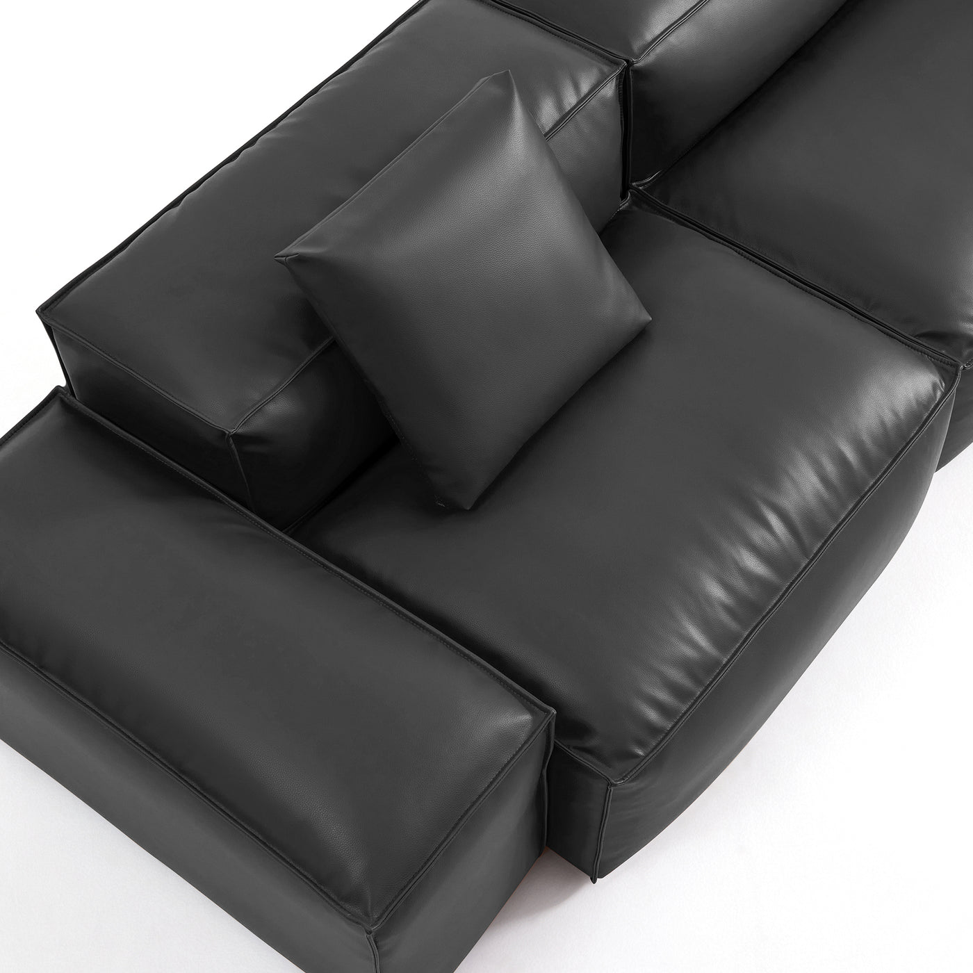 Flex Modular Black Genuine Leather Sectional-Black