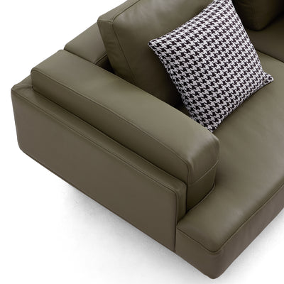 Olivia Top Grain Genuine Leather Sofa-Olive