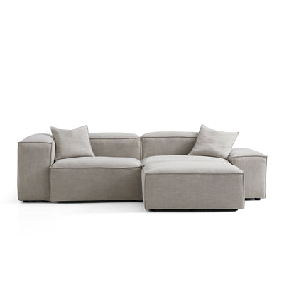 Freedom Modular New Gray Sofa with Ottoman-Sand-106.3"-Low & High