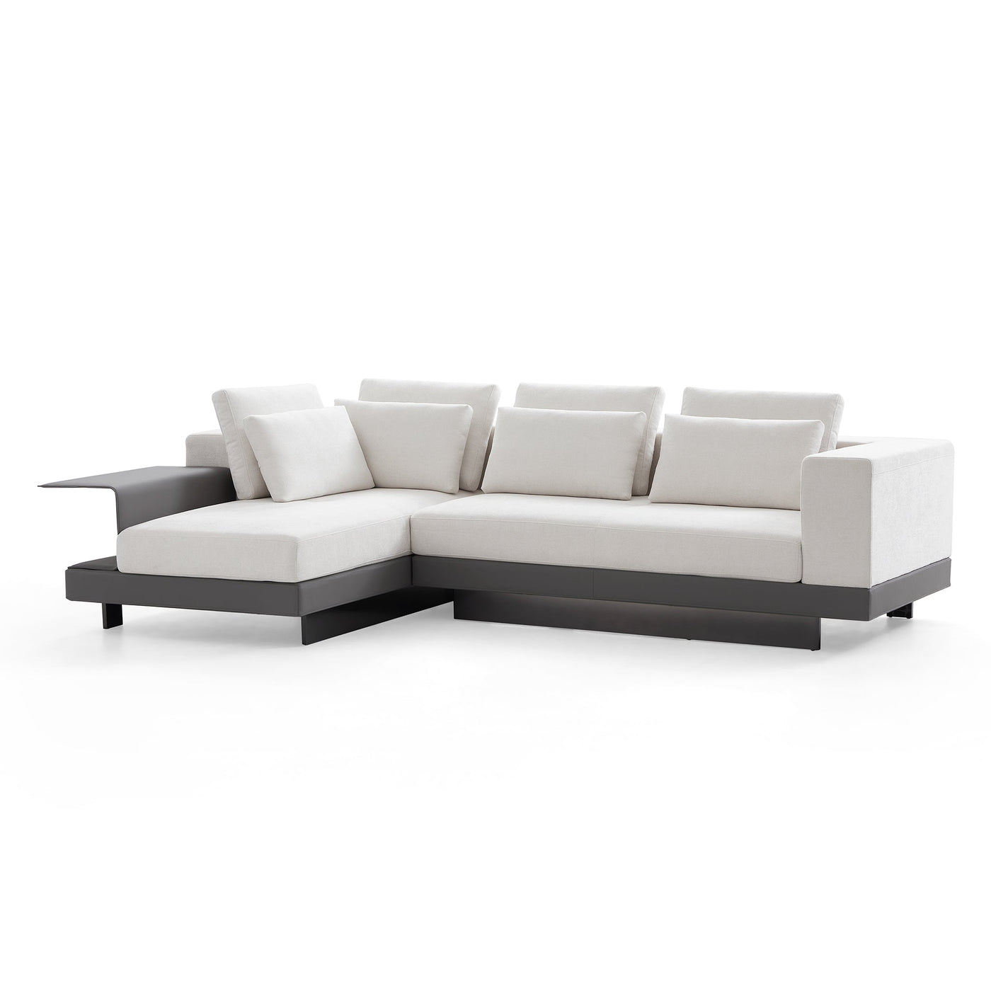 Connery Minimalist Blue Sectional-White-115.9″-Facing Left