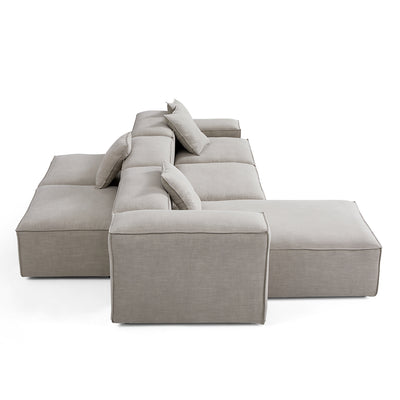 Freedom Modular New Gray Double Sided Sectional Sofa-Sand-143.7"-Low & High