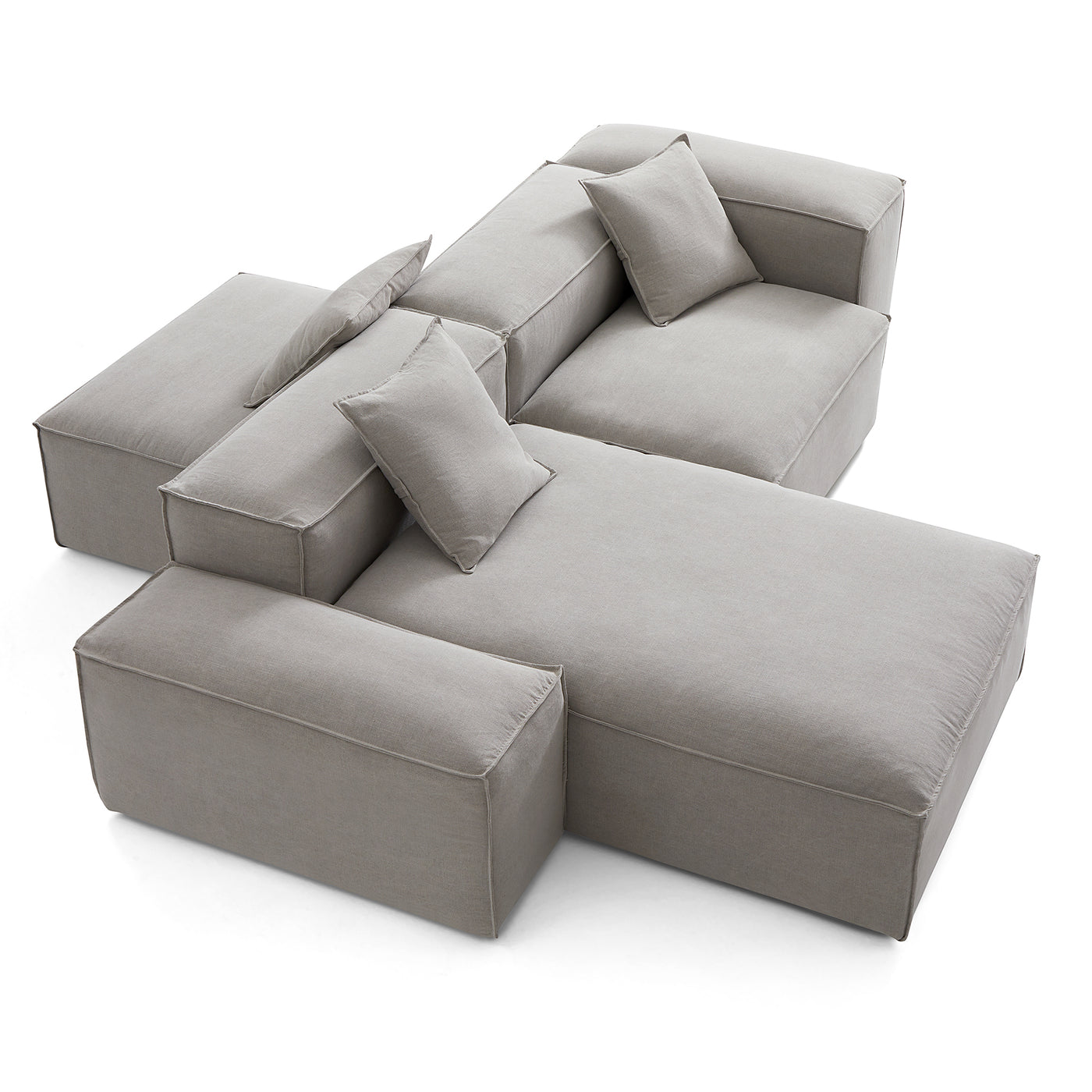 Freedom Modular Double Sided Sectional Sofa-New Gray-106.3"-Low & High