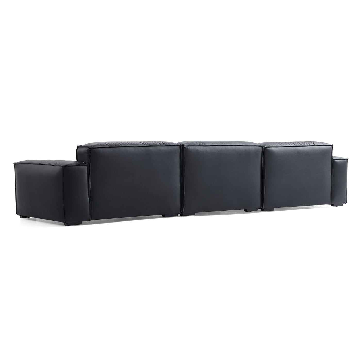 Luxury Minimalist Dark Brown Leather Sofa-Black-140.2"