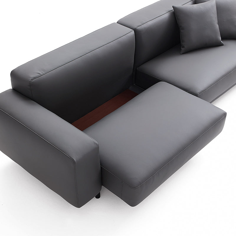 Noble Beige Leather Sofa and Ottoman-Dark Gray