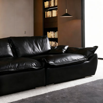 Raisa Vintage Leather Sailboat Sofa-Black