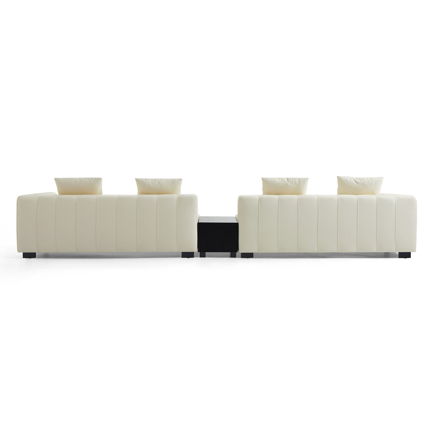 Piano Beige Leather Sofa with Coffee Table-Beige